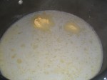 Heating almond milk with dairy free butter