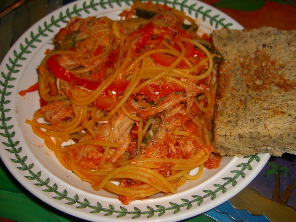 Pork and Vegetable Spaghetti Arrabiata Recipe