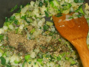 saute celery, onion, add poultry seasoning