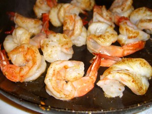 shrimp cooked and opening